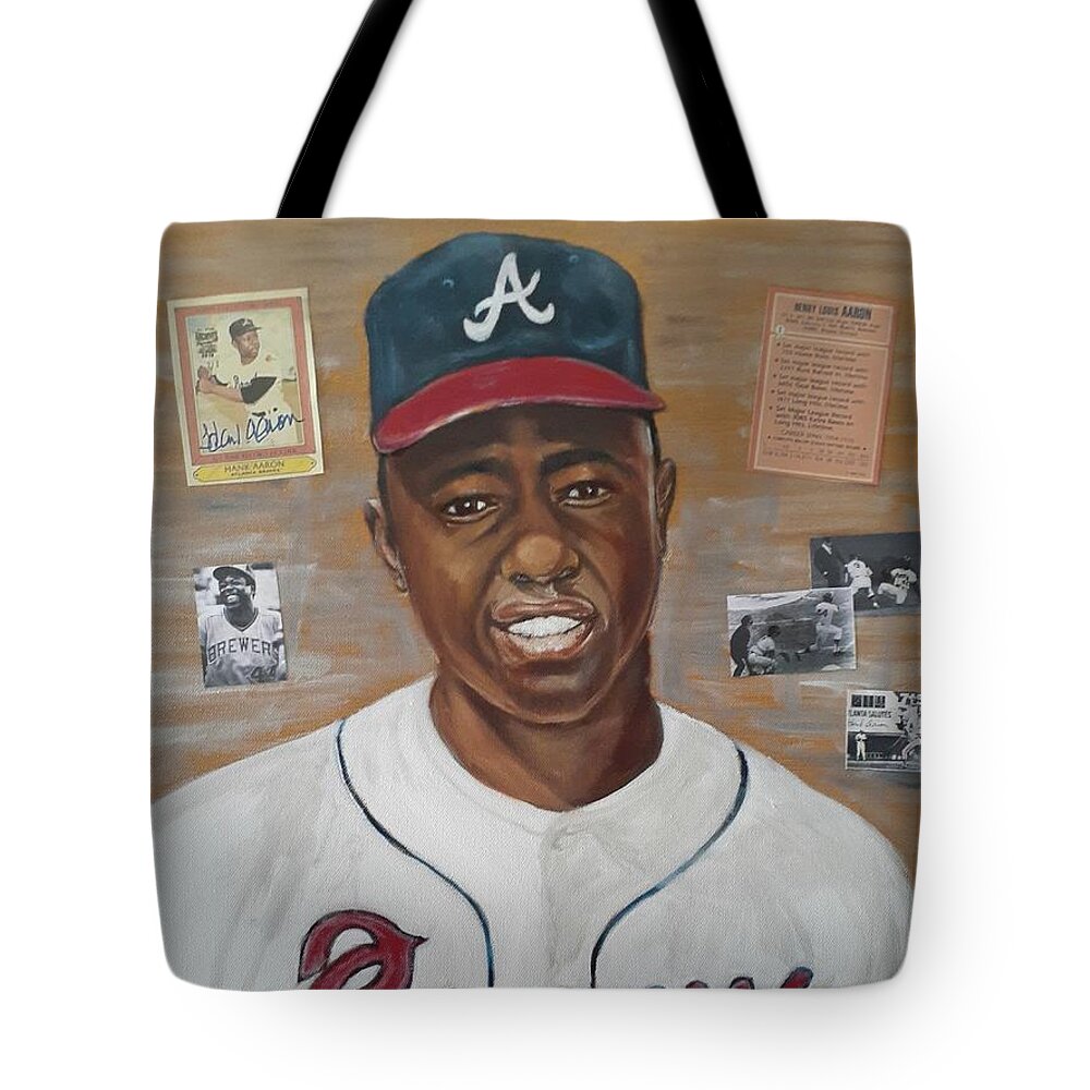 Hank Aaron Tote Bag featuring the painting Hank by Victor Thomason