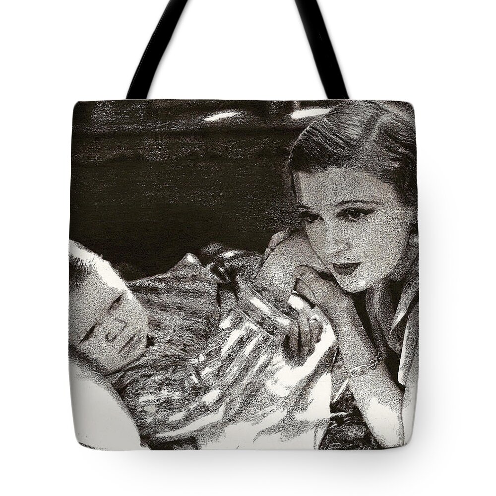 Movie Tote Bag featuring the drawing Hans and Cleopatra by Mark Baranowski