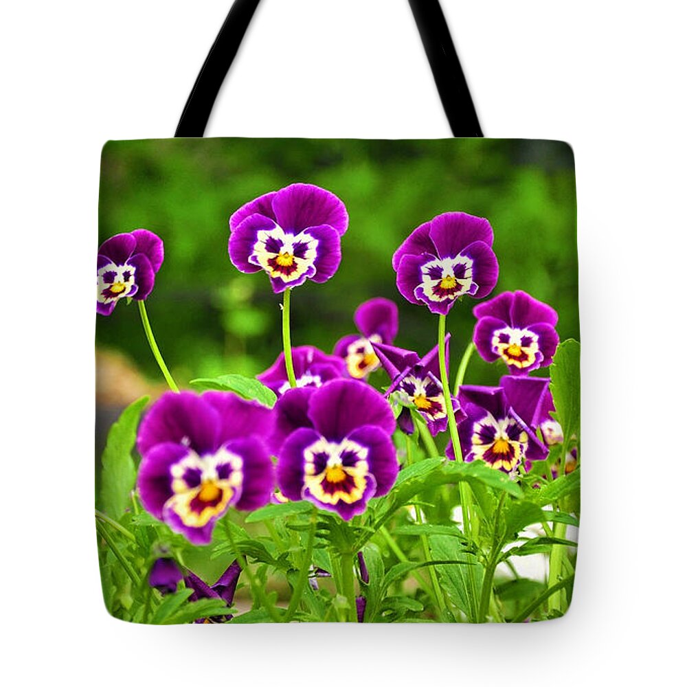 Pansies Tote Bag featuring the photograph Happy Crowd by Kimberly Furey