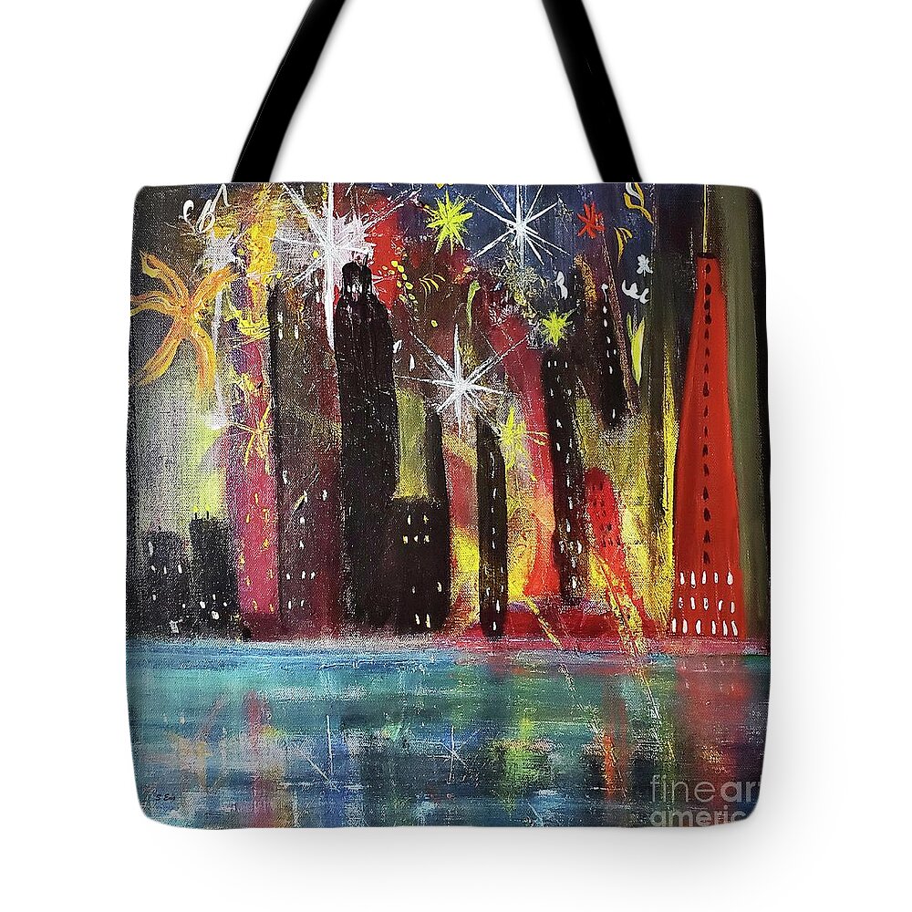 Abstract Tote Bag featuring the painting Happy Day by Sharon Williams Eng