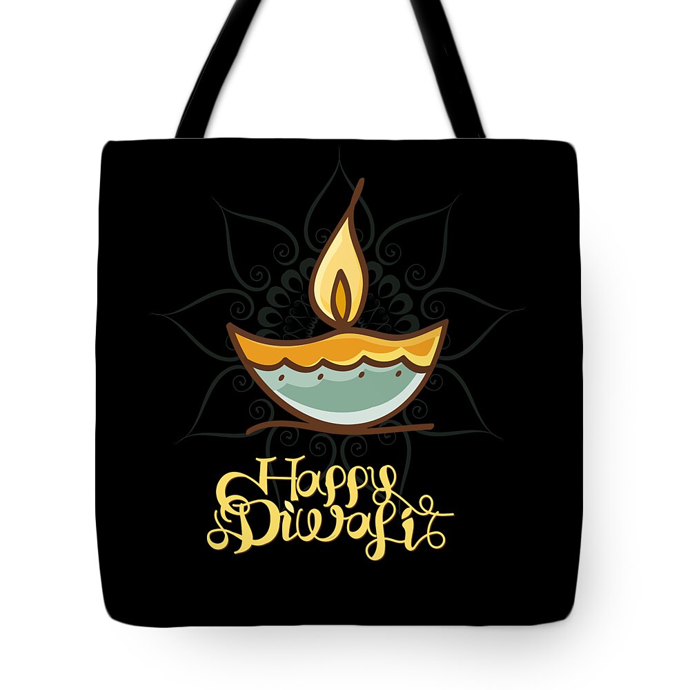 Cool Tote Bag featuring the digital art Happy Diwali T Shirt by Flippin Sweet Gear