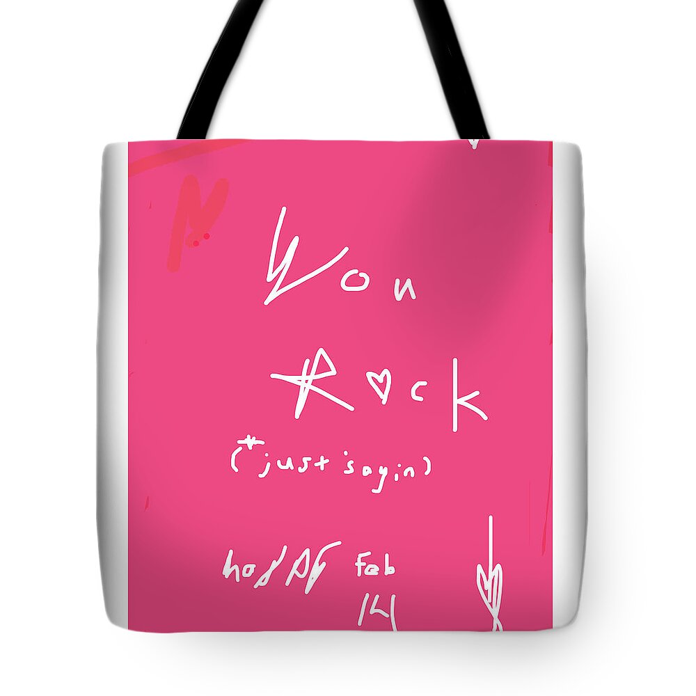 Holiday Tote Bag featuring the drawing happy February 14 by Ashley Rice