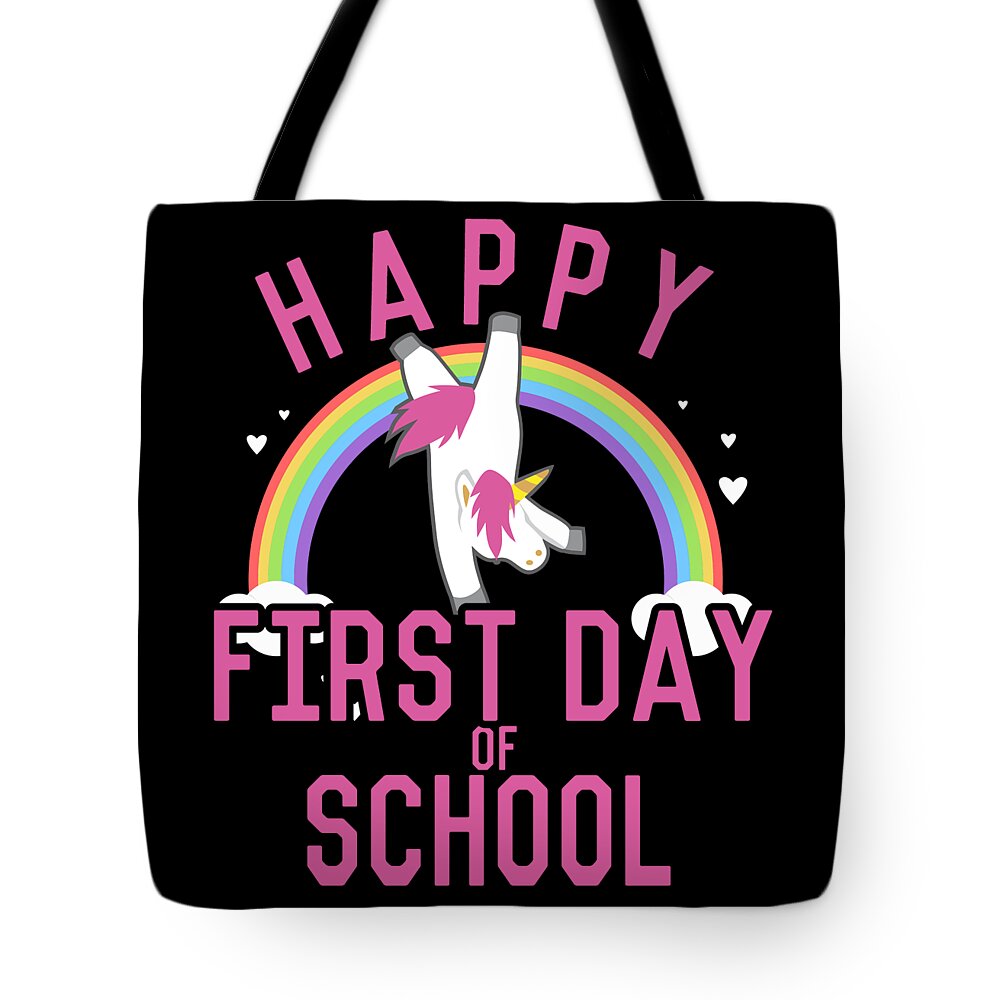 Unicorn Tote Bag featuring the digital art Happy First Day of School by Flippin Sweet Gear