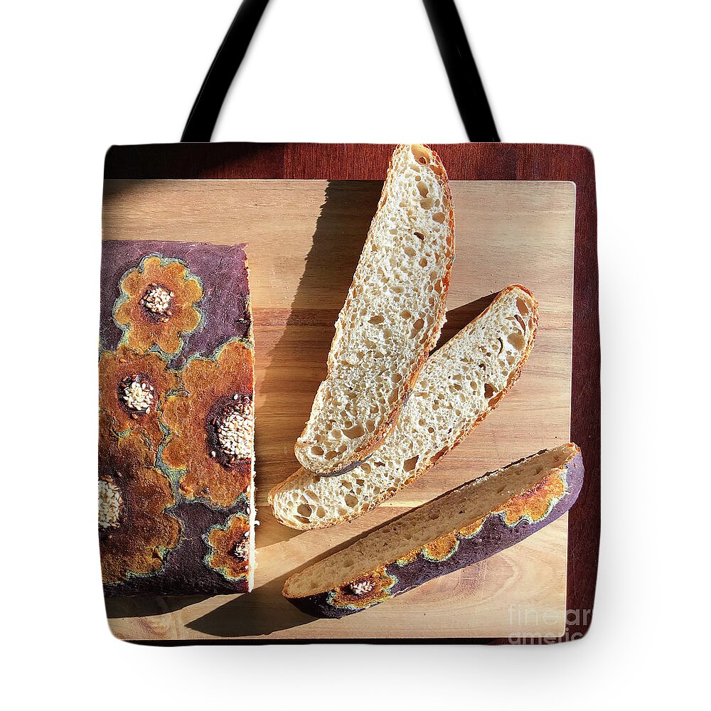 Bread Tote Bag featuring the photograph Happy Flower Sesame Seed Sourdough 3 by Amy E Fraser