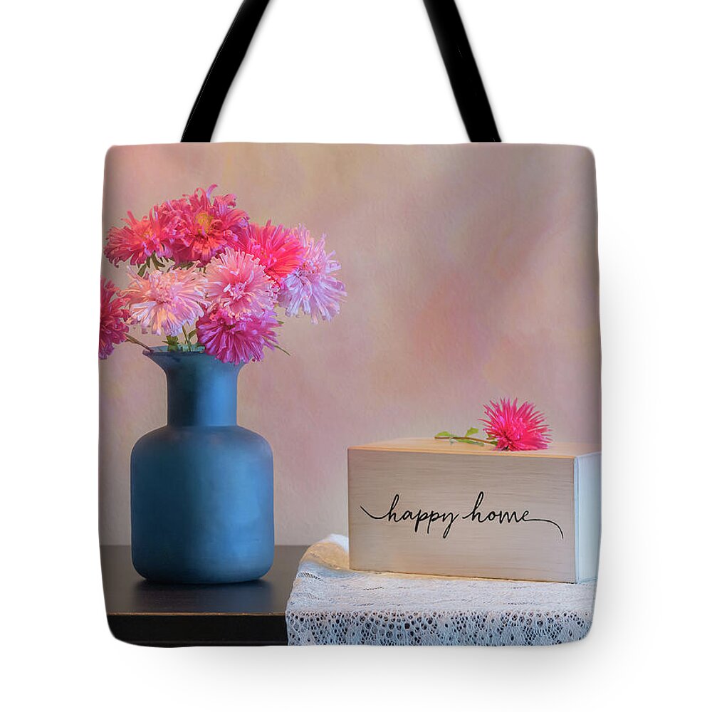 Flowers Tote Bag featuring the photograph Happy Home with Flowers by Sylvia Goldkranz