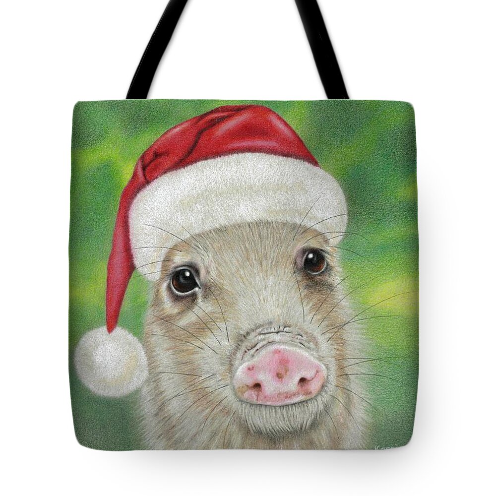 Javelina Tote Bag featuring the drawing Happy Javelina by Karrie J Butler