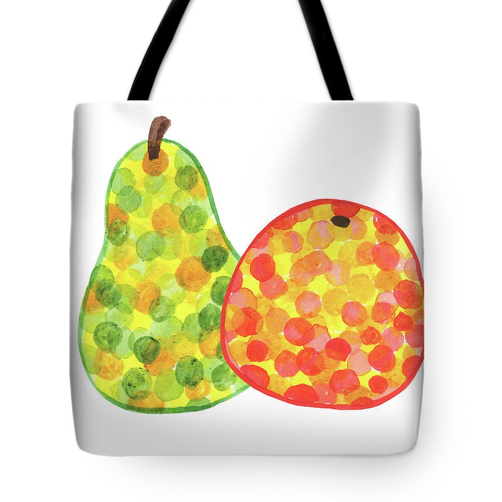 Apple Pear Tote Bag featuring the painting Happy Pair An Apple And Pear Watercolor Art I by Irina Sztukowski