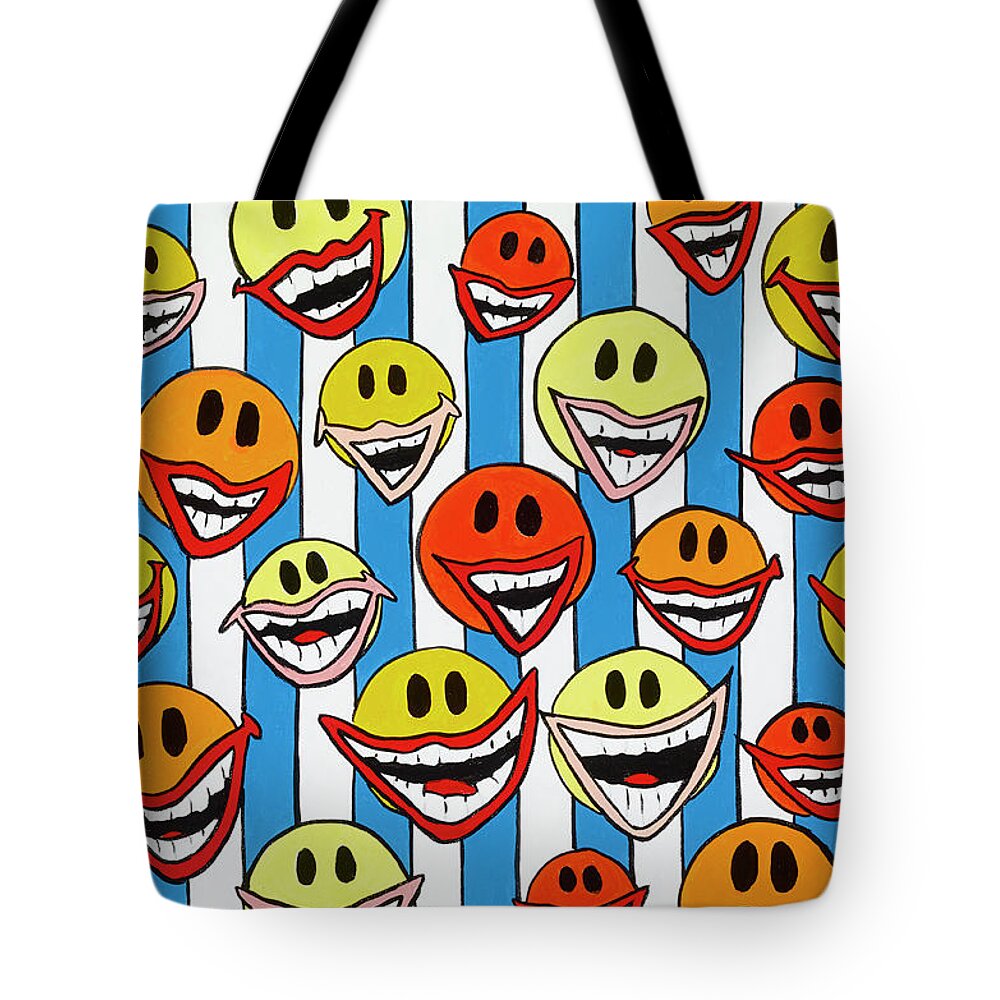 Smile Happy Laughing Tote Bag featuring the painting Happy Smiles by Mike Stanko