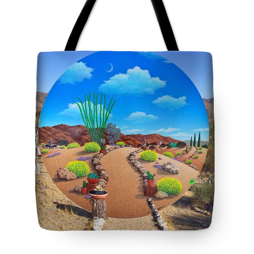 Desert Tote Bag featuring the mixed media Happy Trails by Snake Jagger