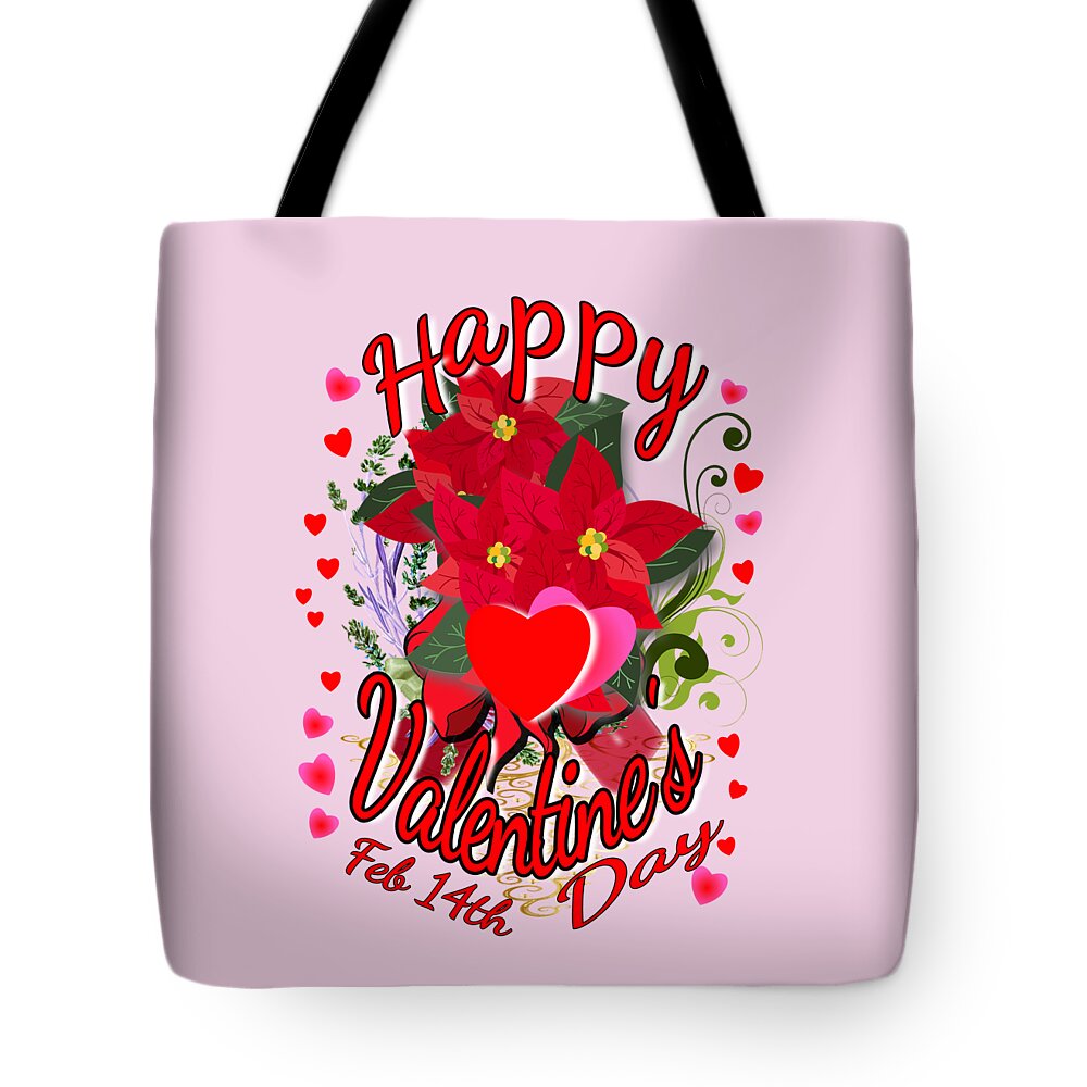 Happy Valentine's Day Tote Bag featuring the digital art Happy Valentine's Day February 14th by Delynn Addams