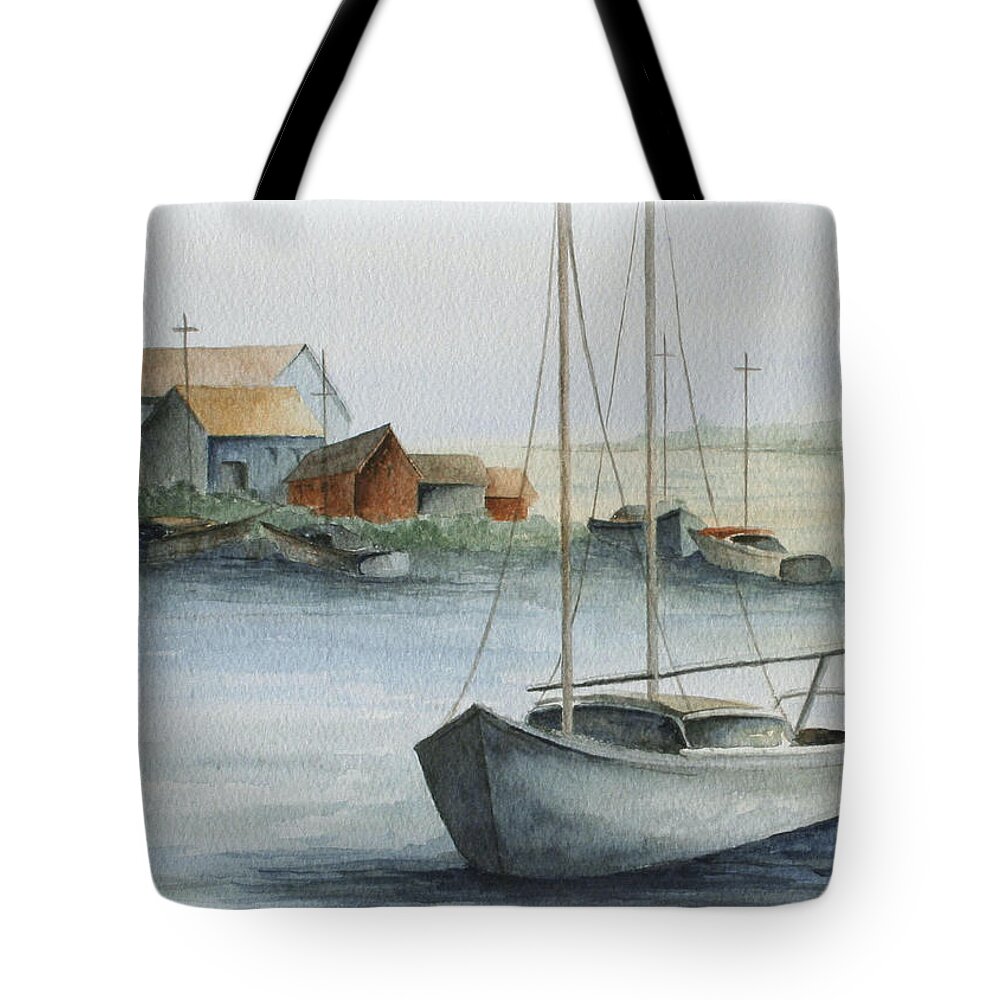 Harbor Tote Bag featuring the painting Harbor cropped by Lael Rutherford