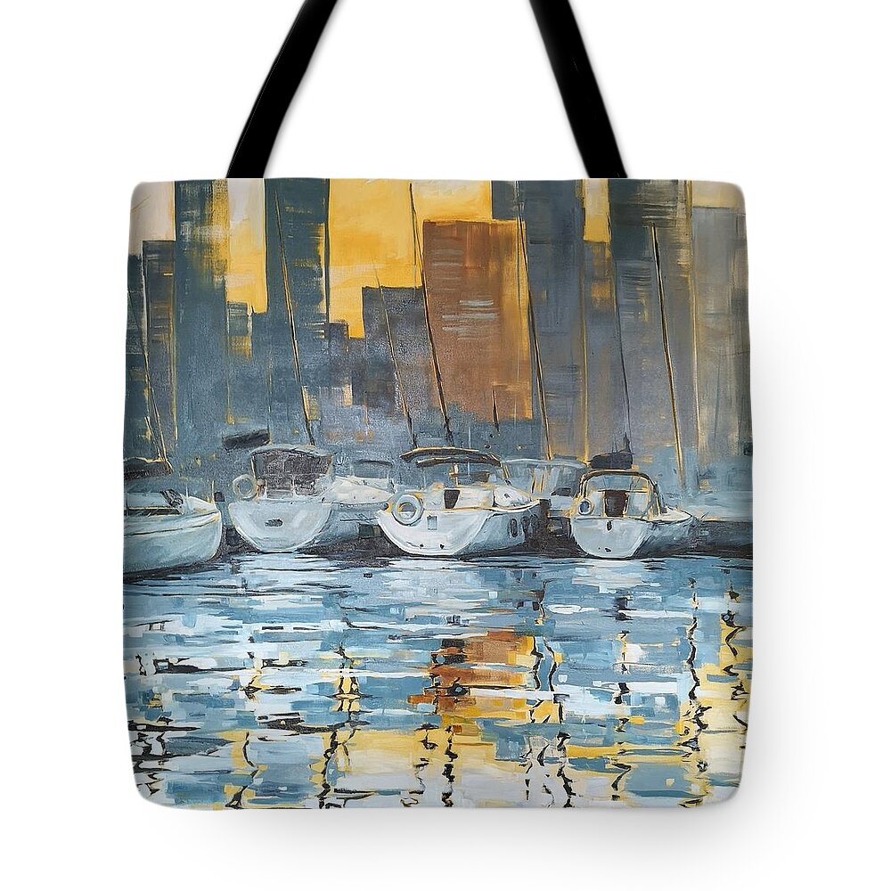 Harbour Tote Bag featuring the painting Harbour by Sheila Romard