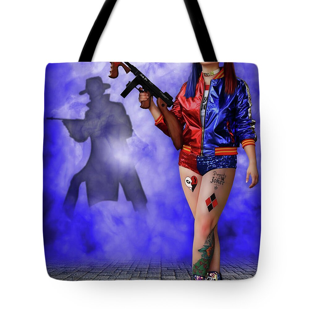 Harley Tote Bag featuring the photograph Harley Night of the Joker by Jon Volden