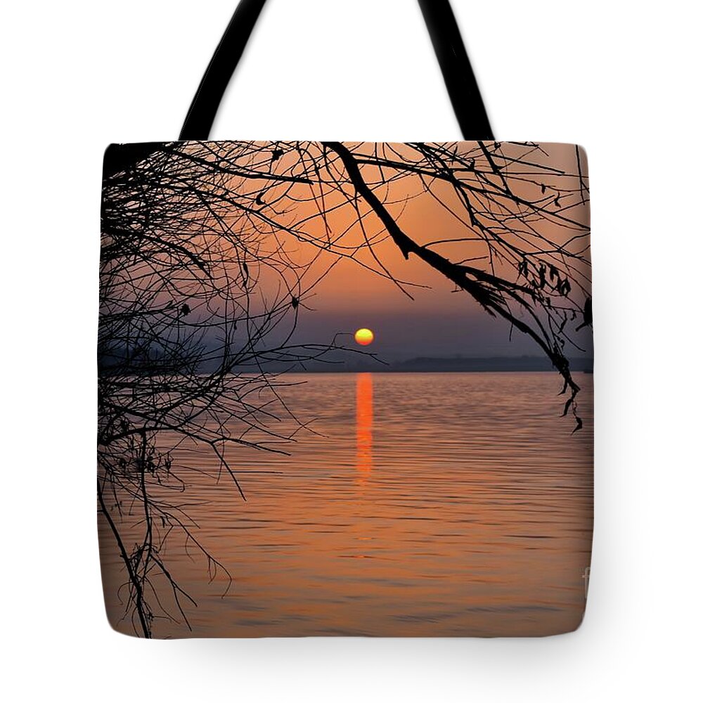 Harmony Tote Bag featuring the photograph Harmony and Peace of The Sunset by Leonida Arte