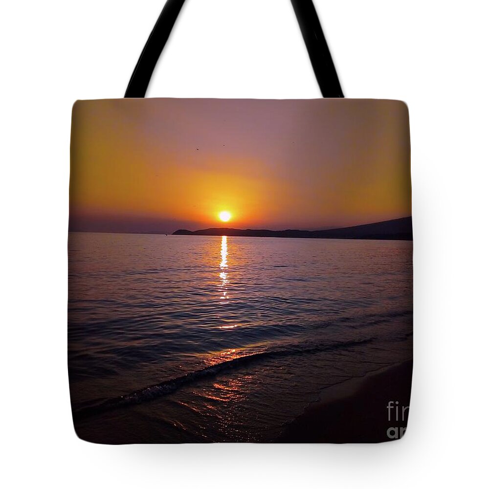 Harmony Tote Bag featuring the photograph Harmony of Sunset on The Beach by Leonida Arte