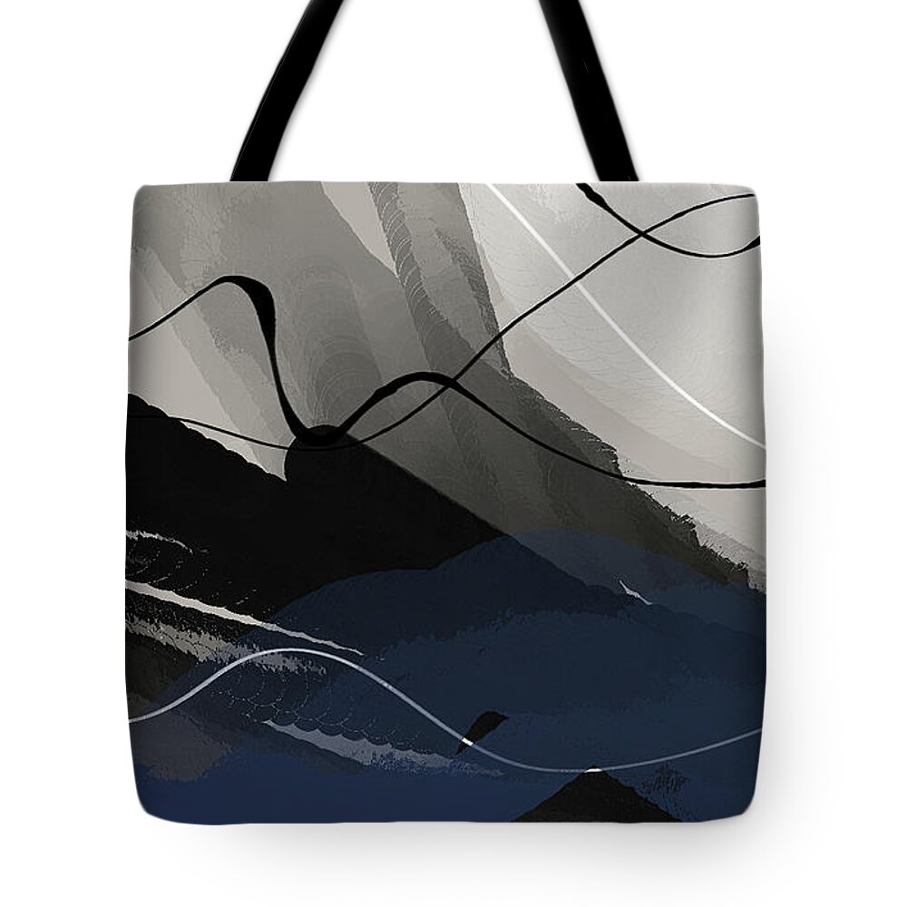 Black Modern Art Tote Bag featuring the painting Harmony of the Neutral No. 6 - Black and Taupe Indigo Modern Minimalist Art by Lourry Legarde