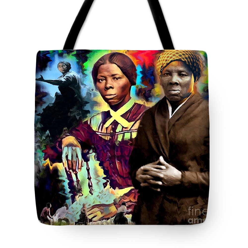 Harriet Tubman Art Tote Bag featuring the mixed media Harriet Tubman by Carl Gouveia