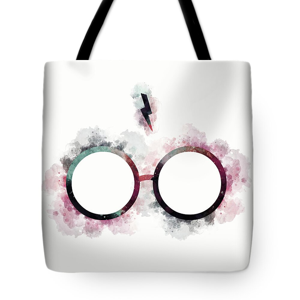 Harry Potter Tote Bag featuring the digital art Harry Potter Glasses Watercolor II by Ink Well