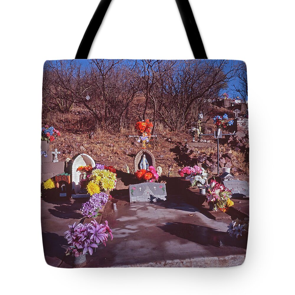 Arizona Tote Bag featuring the photograph Harshaw Cemetery by Tom Daniel