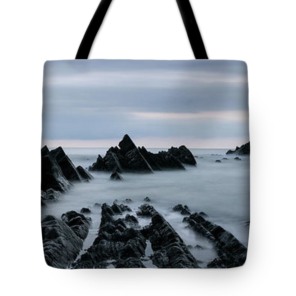 Coast Tote Bag featuring the photograph Hartland Quay North Devon south west coast path blue hour 2 by Sonny Ryse