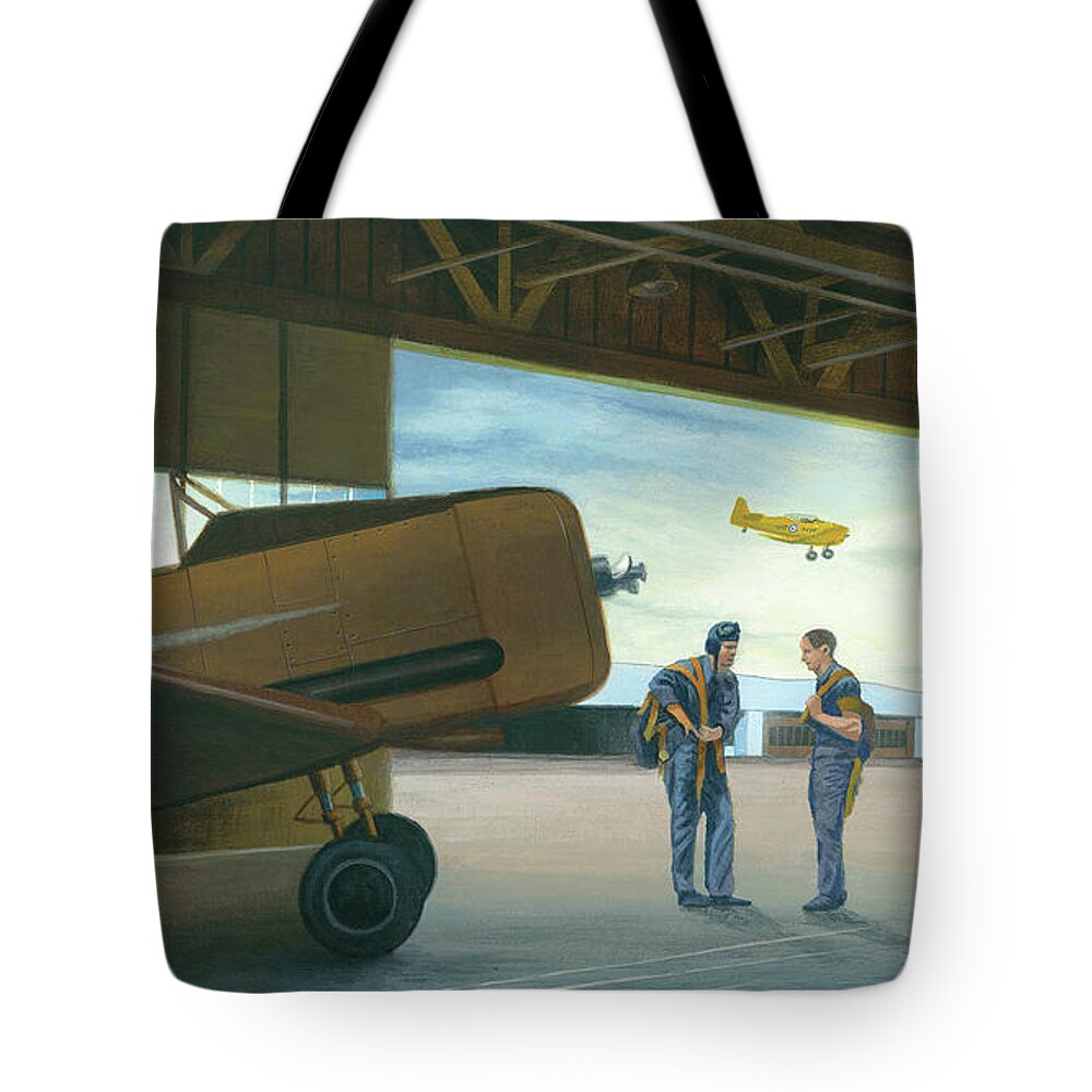 Wwii Tote Bag featuring the painting Harvard Graduates by Norb Lisinski