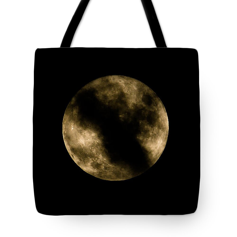 Photo Tote Bag featuring the photograph Harvest Moon with Cloud by Evan Foster