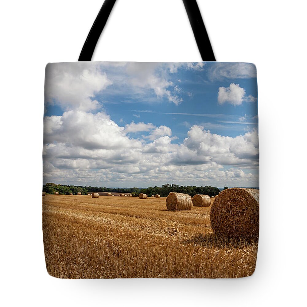 Bale Tote Bag featuring the photograph Harvest time by Shirley Mitchell