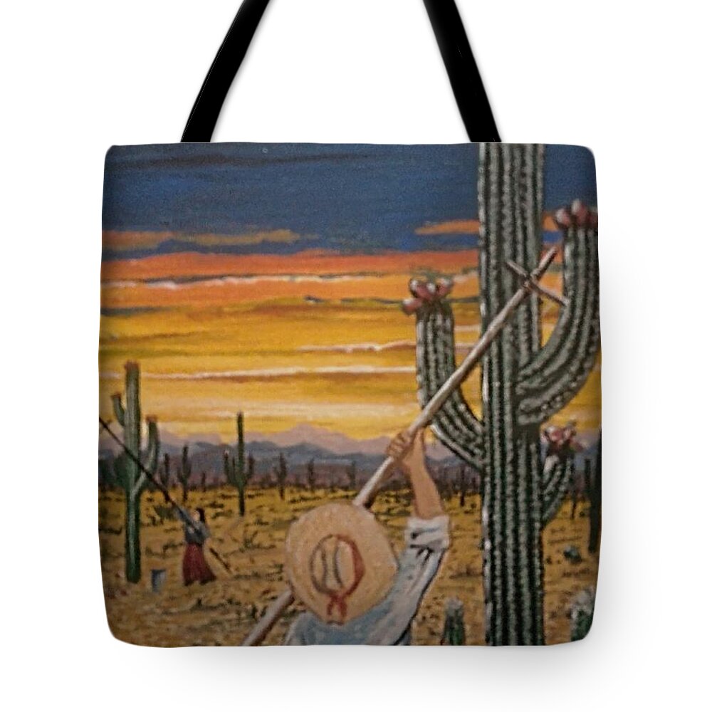  Tote Bag featuring the painting Harvesting by James RODERICK