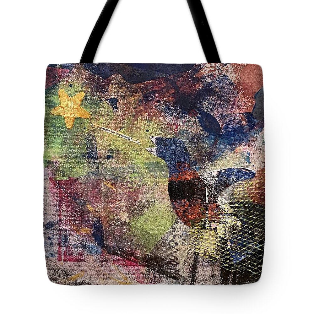 Abstract Tote Bag featuring the mixed media Has Overcome by Anjel B Hartwell