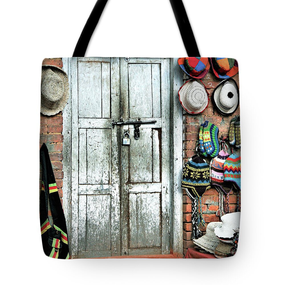  Brick Tote Bag featuring the photograph Hats and More Hats by Leslie Struxness