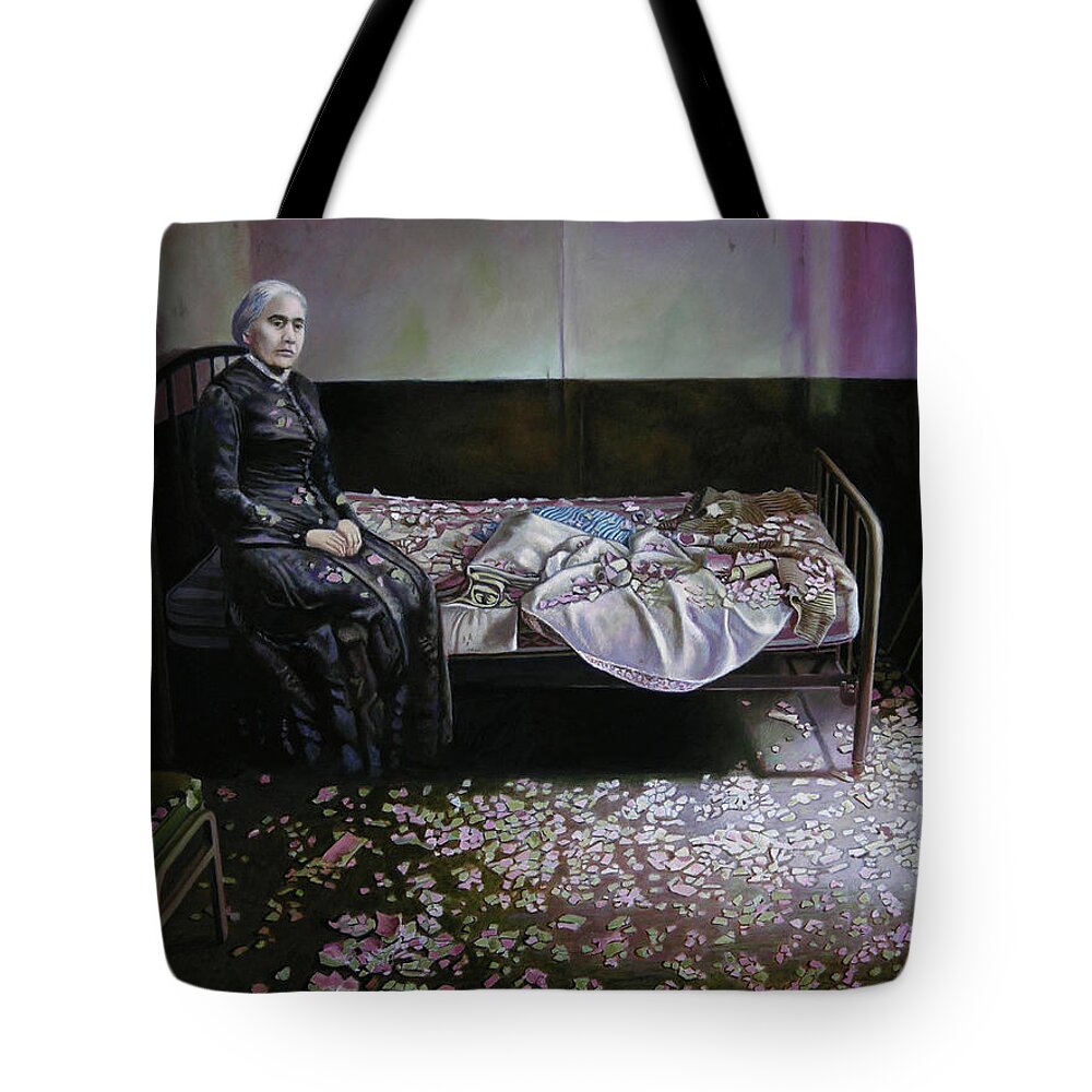 Haunted Tote Bag featuring the painting Haunted Room by Miguel Tio