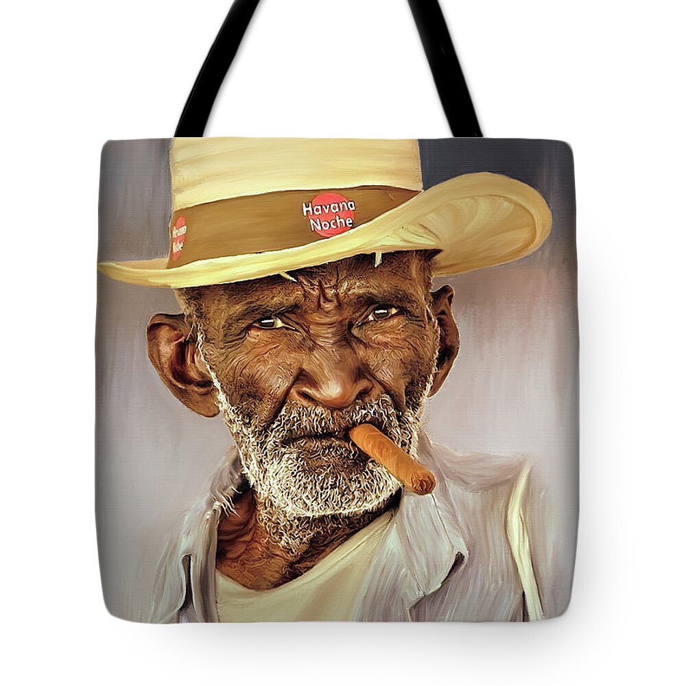Dance Tote Bag featuring the painting Havana Smoker by Gull G