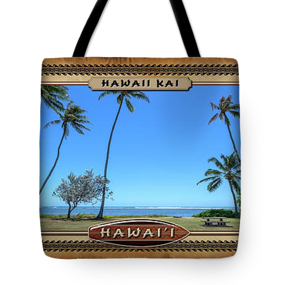 Hawaii Kai Tote Bag featuring the photograph Hawaii Kai Tall Palm Trees Hawaiian Style Panoramic Photograph by Aloha Art