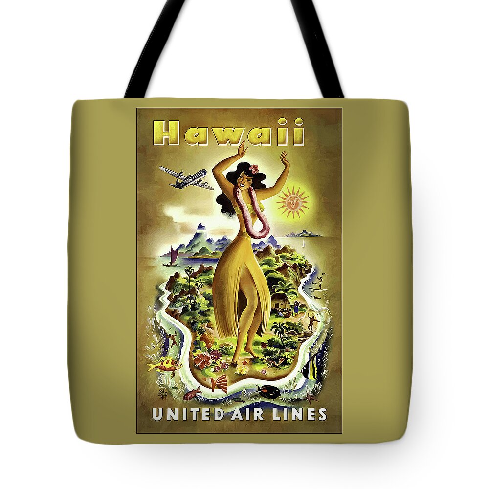 Hawaii Tote Bag featuring the photograph Hawaii Vintage Retro Travel Poster by Carol Japp