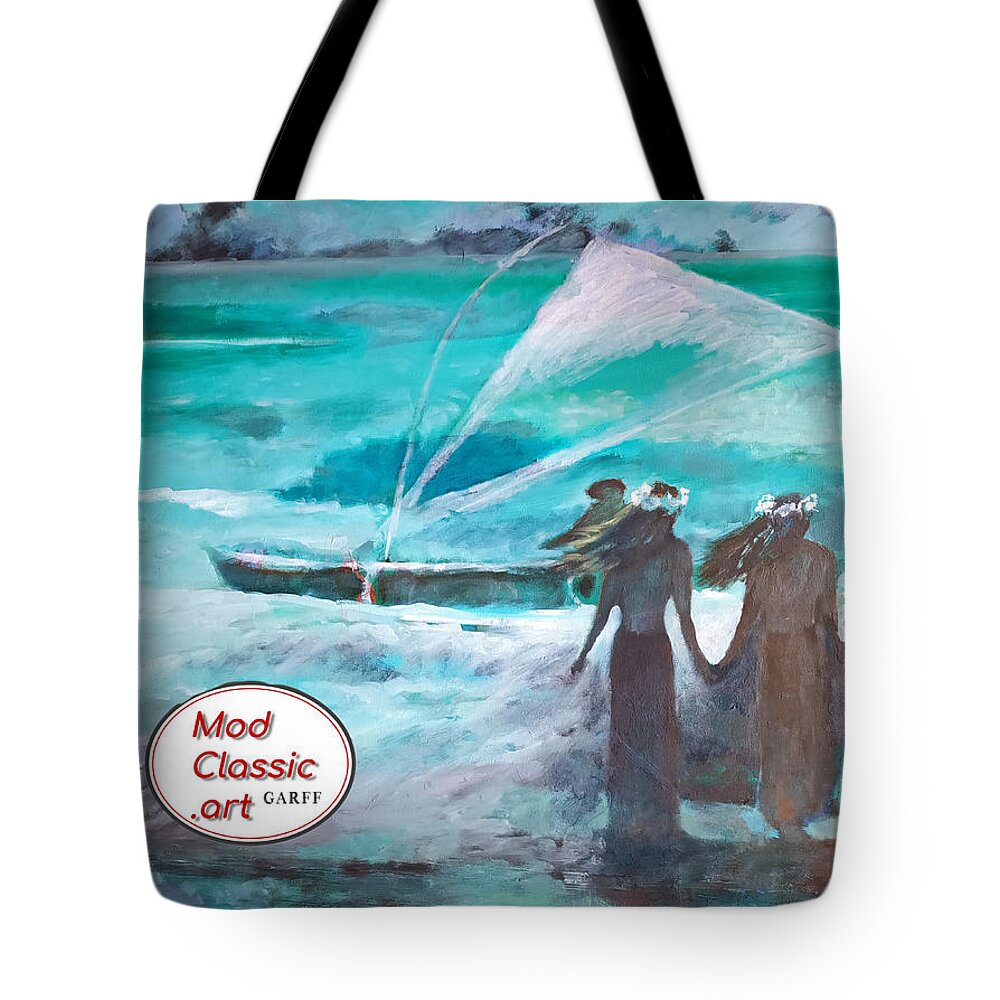 Hawaii Tote Bag featuring the painting Hawaiian Wind ModClassic Art by Enrico Garff