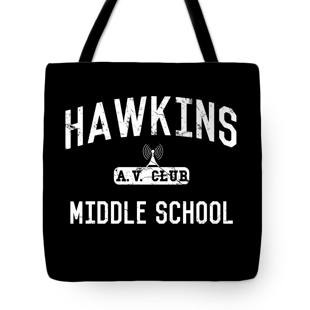 Funny Tote Bag featuring the digital art Hawkins Middle School Av Club by Flippin Sweet Gear