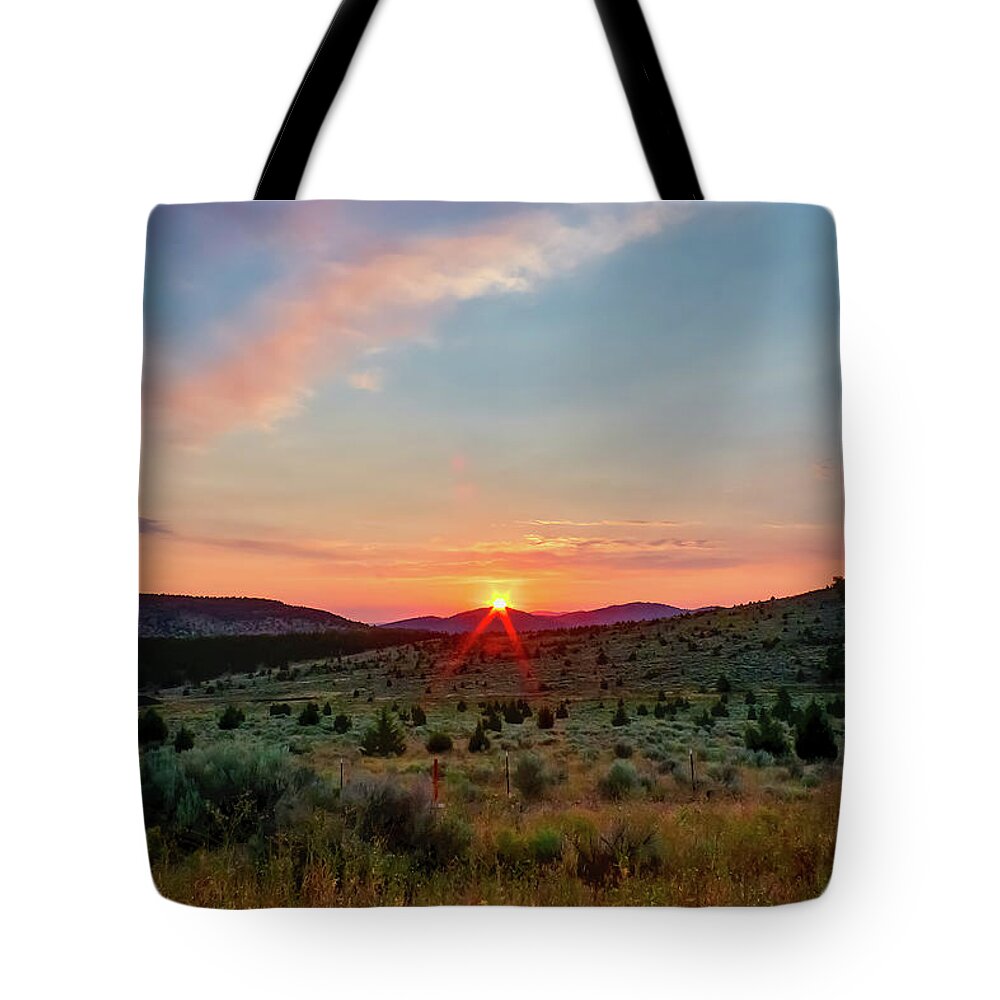 Sunrise Tote Bag featuring the photograph Haystack Sunrise by Loyd Towe Photography