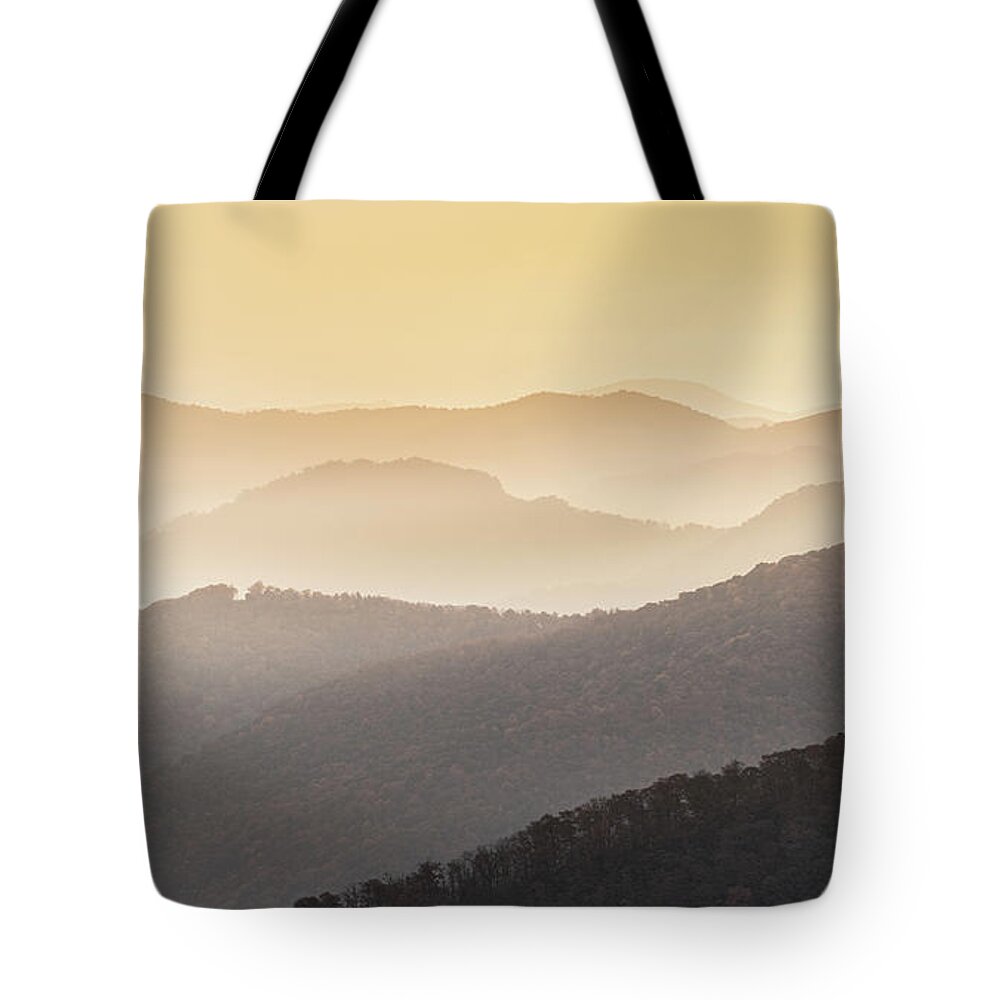 Maggie Valley Tote Bag featuring the photograph Hazy Sunrise In The Mountains by Jordan Hill