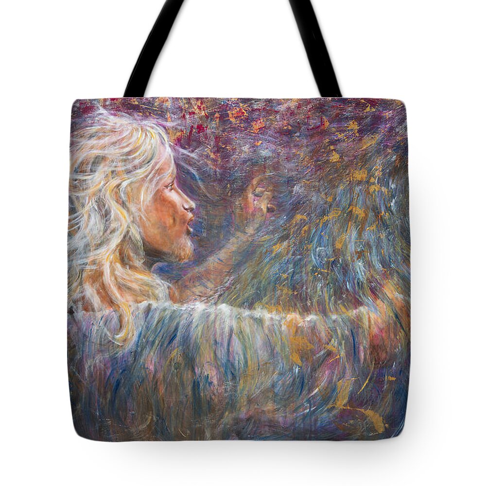 Jesus Tote Bag featuring the painting He by Nik Helbig
