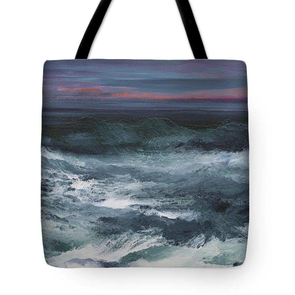 Water Tote Bag featuring the painting He Stilled the Storm by Linda Bailey
