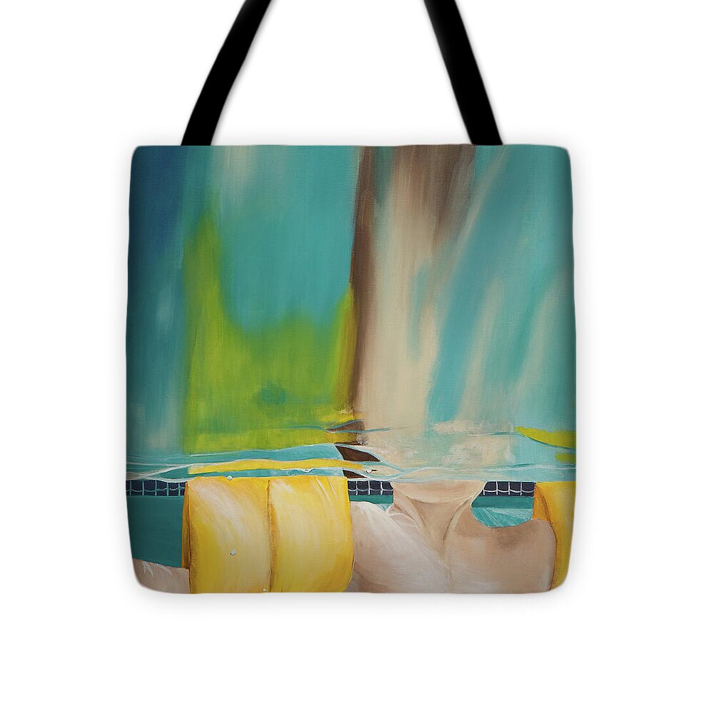 Waterwings Tote Bag featuring the painting Head Above Water by Linda Queally