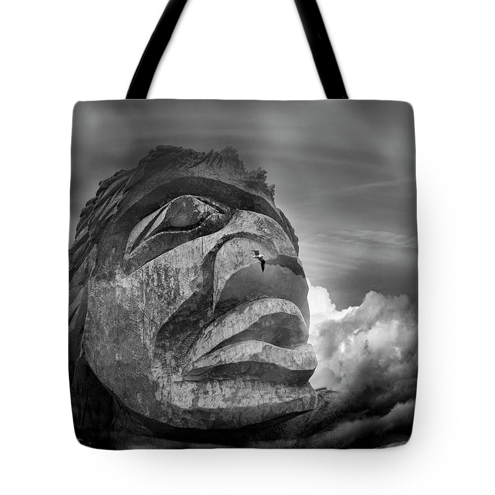 Head Tote Bag featuring the digital art Head in the Clouds by Kathy Paynter