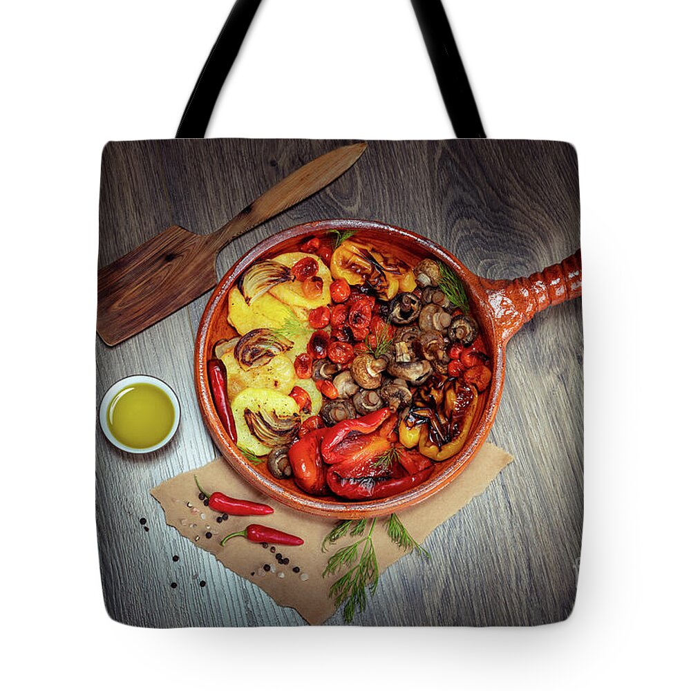 Baked Tote Bag featuring the photograph Healthy Grilled Food by Anna Om