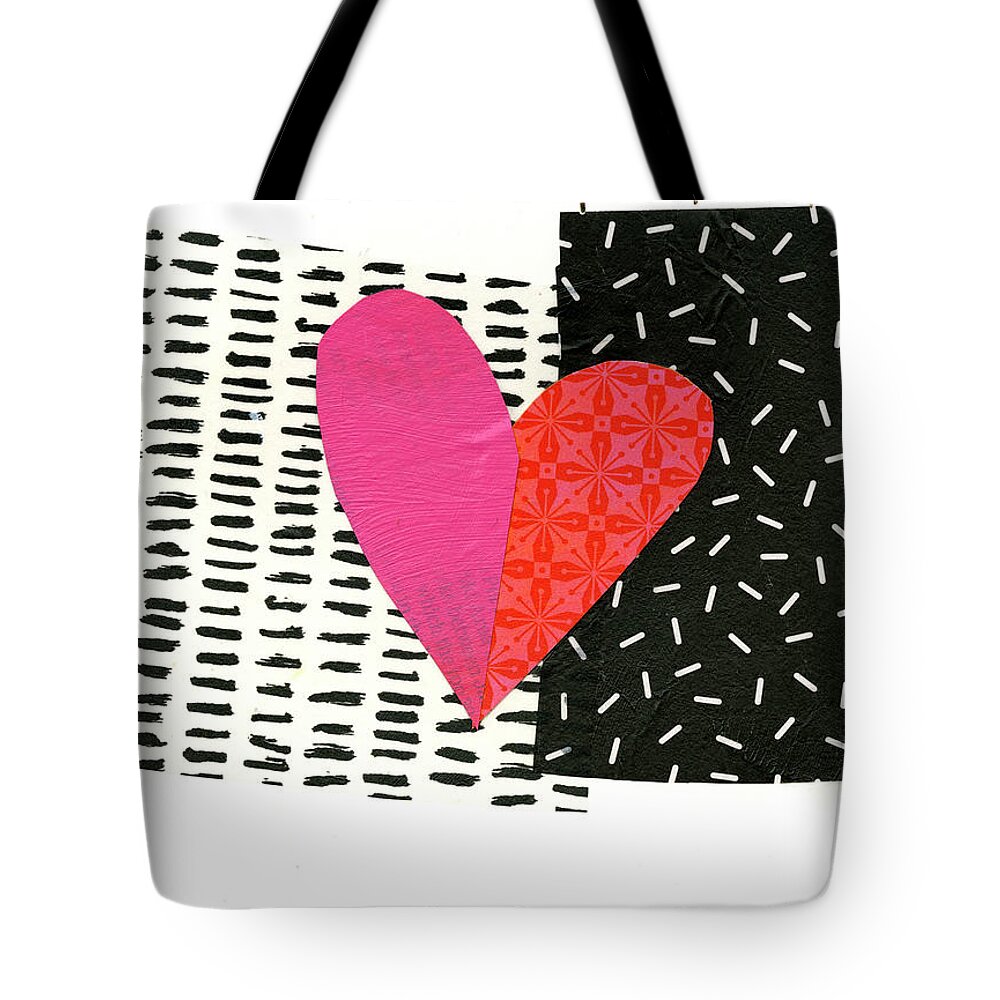 Abstract Art Tote Bag featuring the painting Heart Collage #58 by Jane Davies