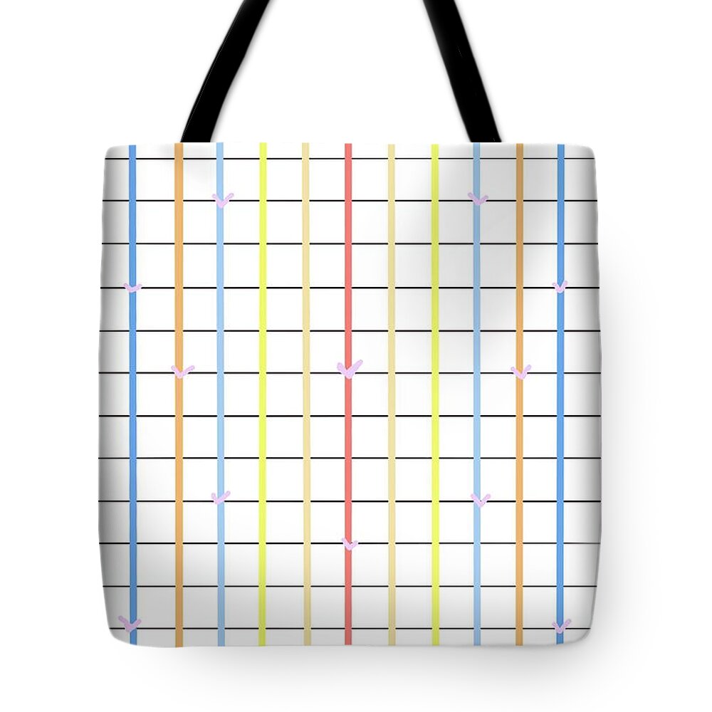 Pattern Tote Bag featuring the digital art Heart Rainbow Grid by Ashley Rice