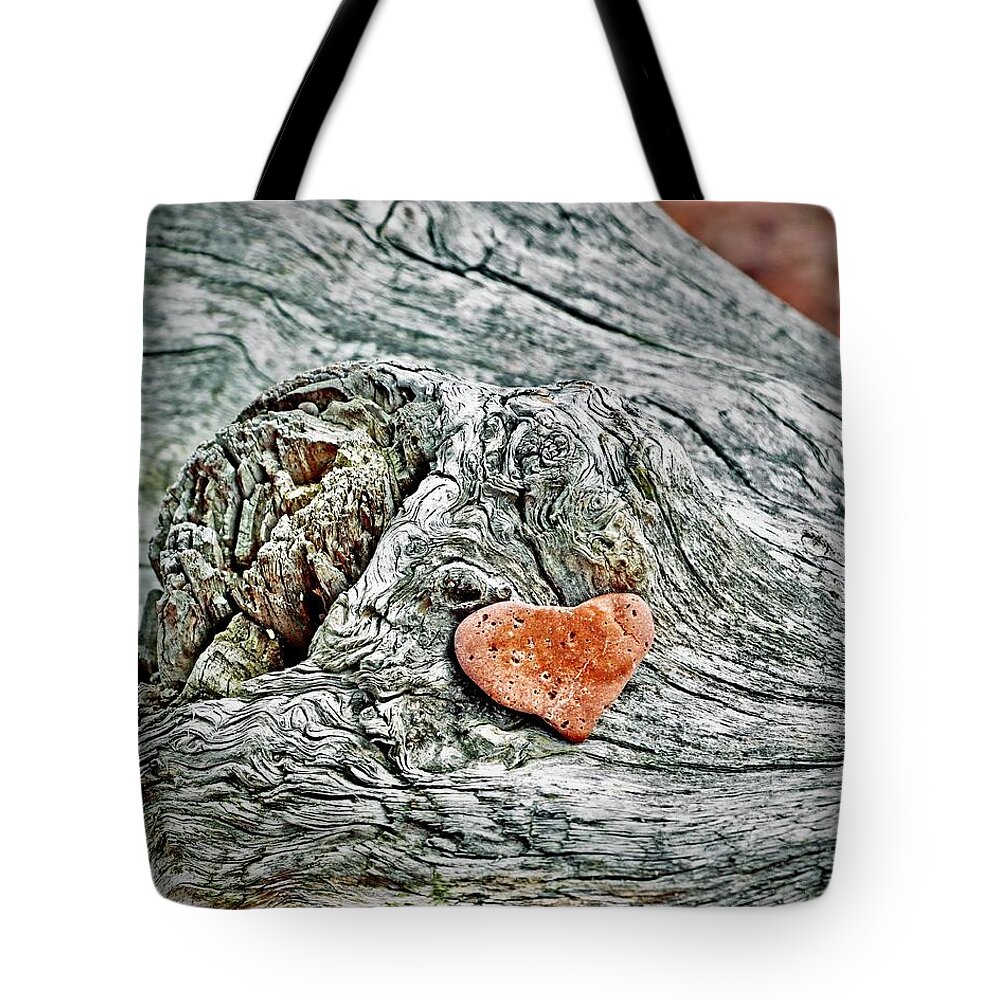 Rock Tote Bag featuring the photograph Heart Shaped Rock by Sarah Lilja