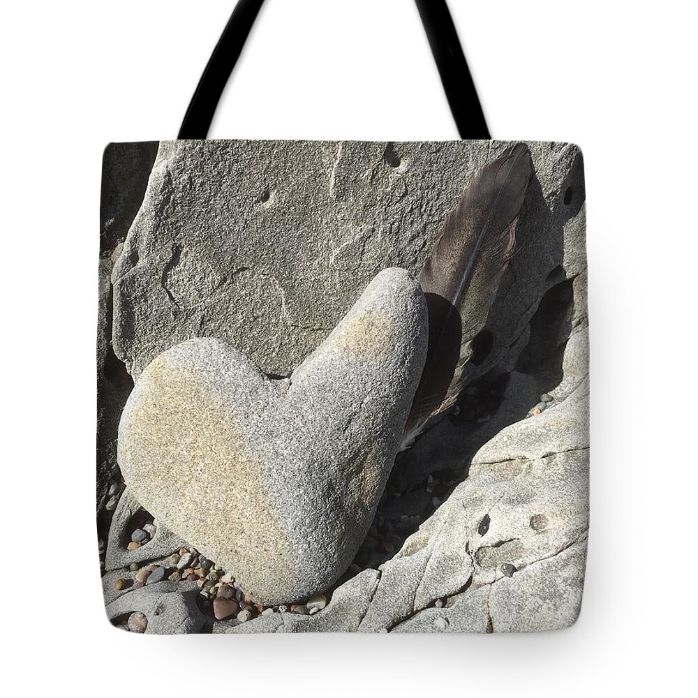 Stones Tote Bag featuring the photograph Heart Stone on the Cliff by Sandy Rakowitz