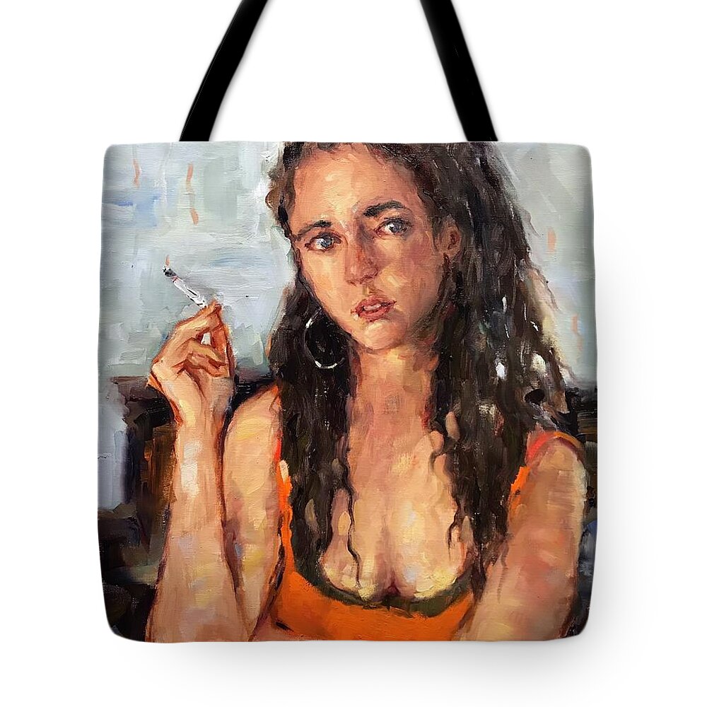 Portrait Tote Bag featuring the painting Heartbreaker by Ashlee Trcka