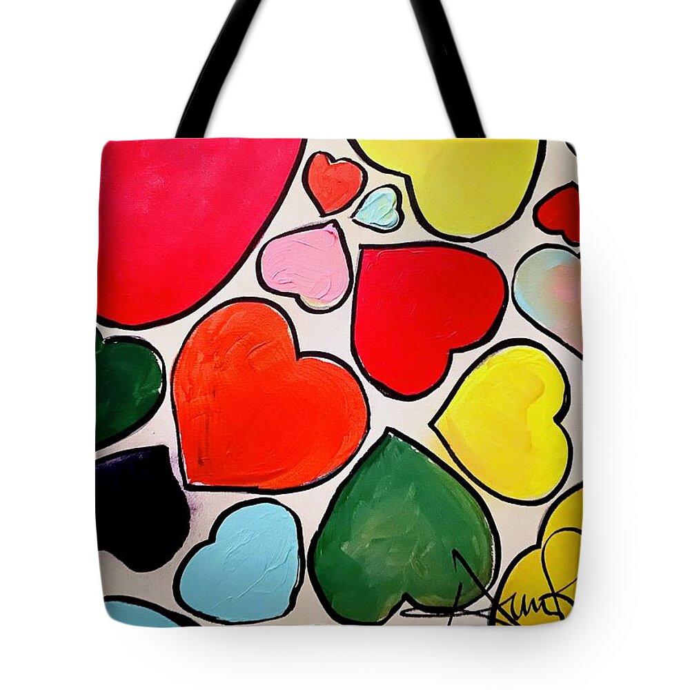  Tote Bag featuring the painting Hearts by Angie ONeal
