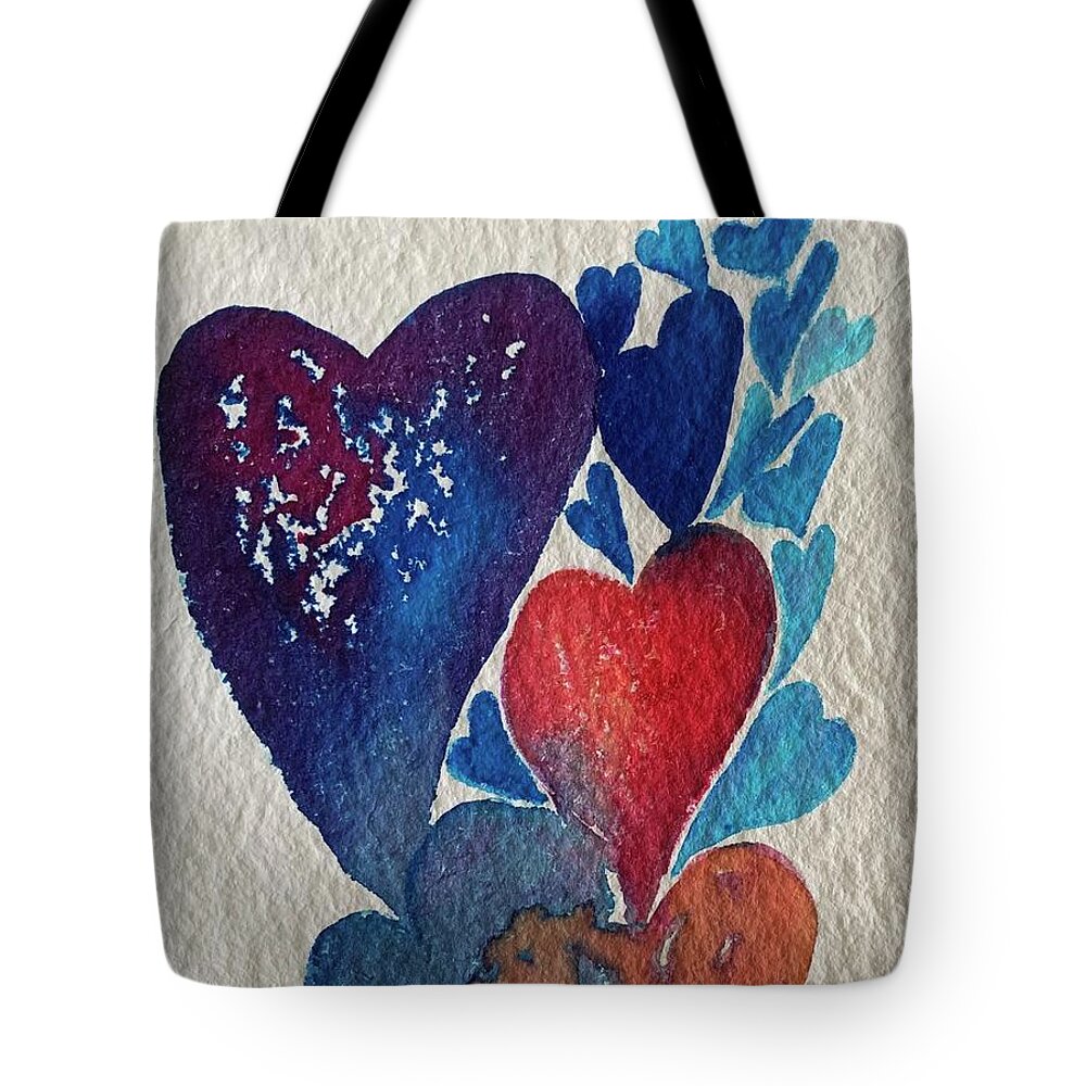 Vibrant Tote Bag featuring the painting Hearts Bubbling by Sandy Rakowitz